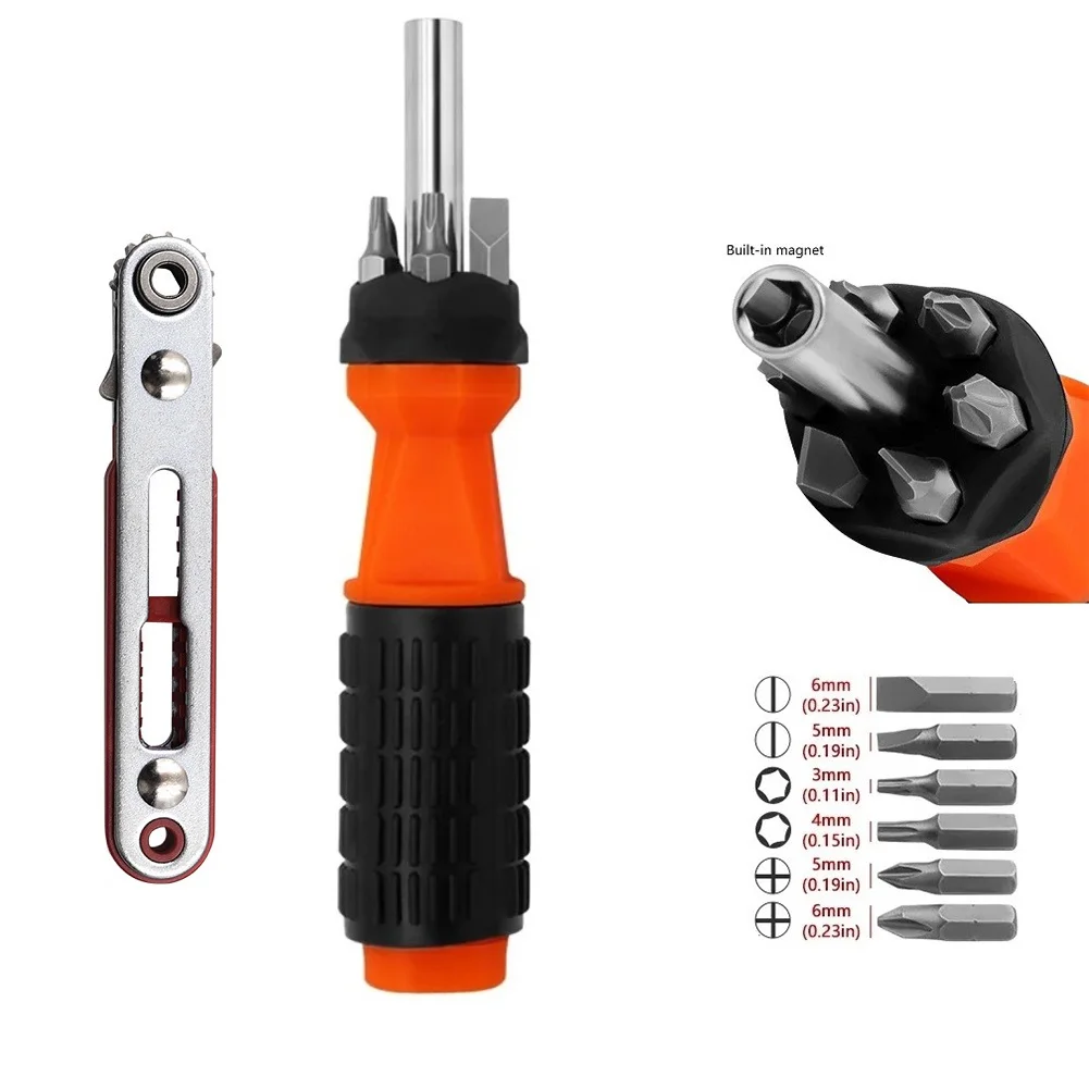 

Multifunctional Reverse Ratchet Flat Head Wrench Cross Wrench Screwdriver Hex Socket Screw Driver 6.35mm Hand Tools