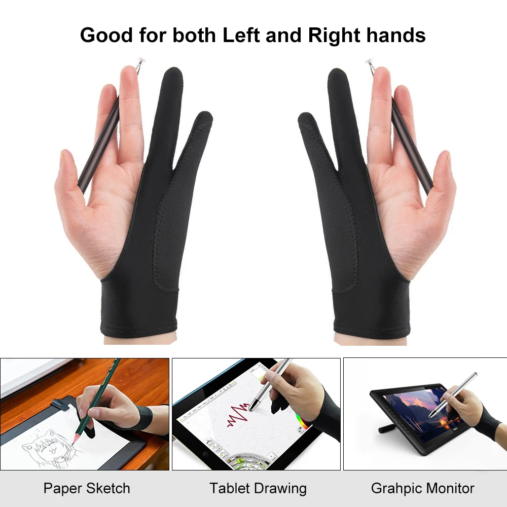 Artists Gloves Palm Rejection Two Fingers Gloves for Drawing Pen Display  Paper