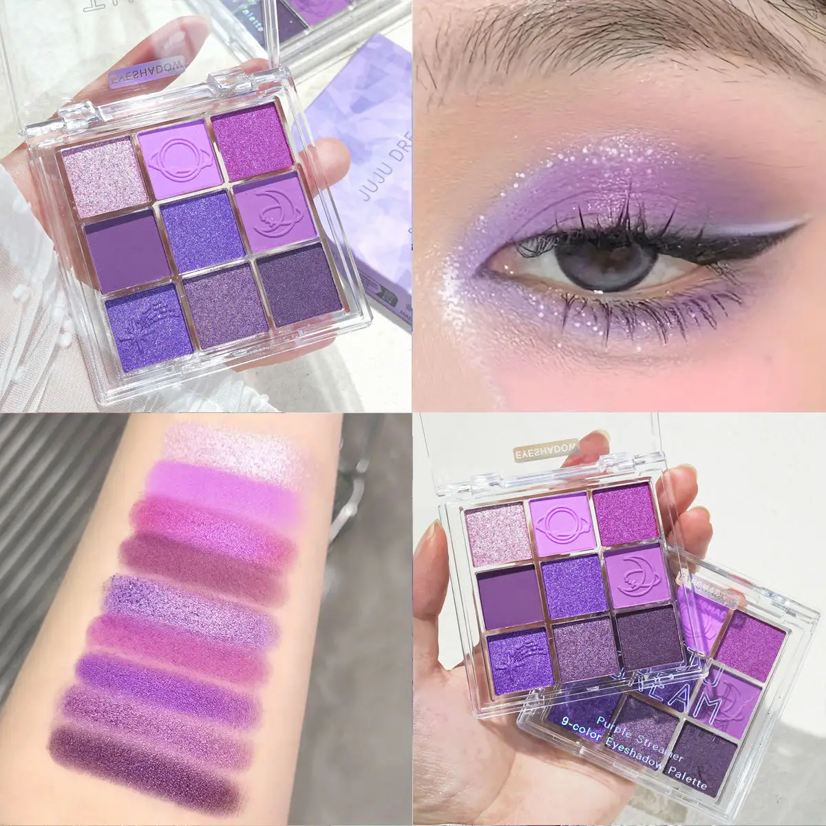 Eye Shadow Eye Shadow Plate 9-color purple and pink eyeshadow palette Long-lasting Waterproof