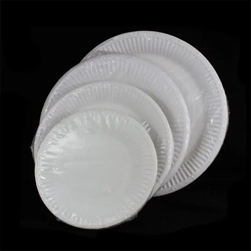 100PCS 6 Inch Disposable Paper Plates Round Plain Plates Disposable Party Paper Tray Barbecue Dishes Picnic Dishes 15.5cm