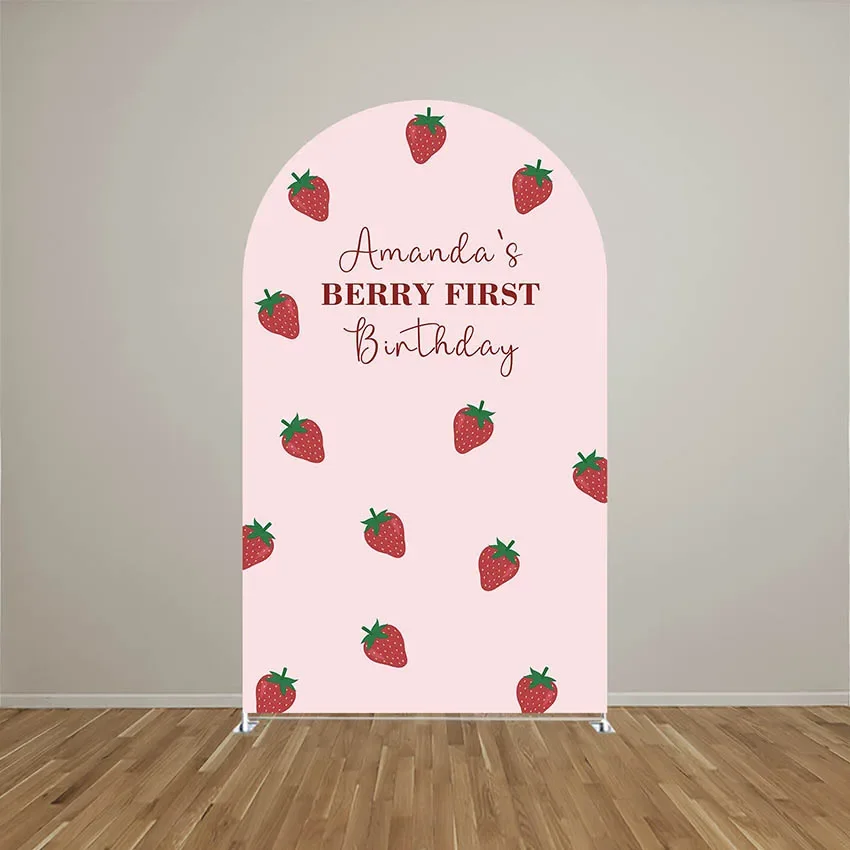 Strawberry Birthday Photo Backdrop Doubleside