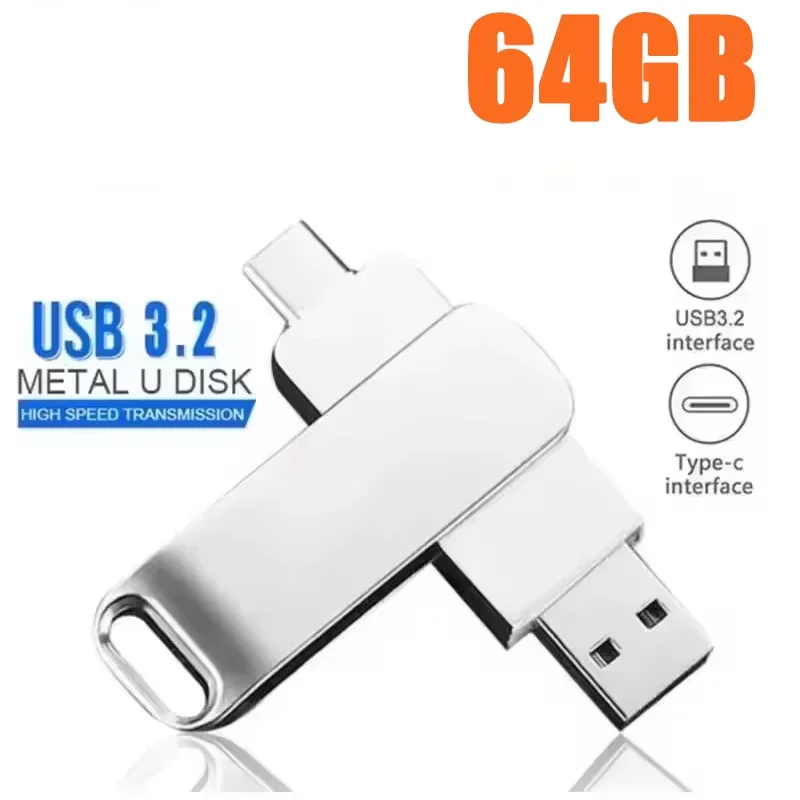 Ultra-Fast Waterproof USB 3.2 Metal Flash Drive - Dual Type-C Memory Stick for Versatile Data Transfer (256GB/512GB)