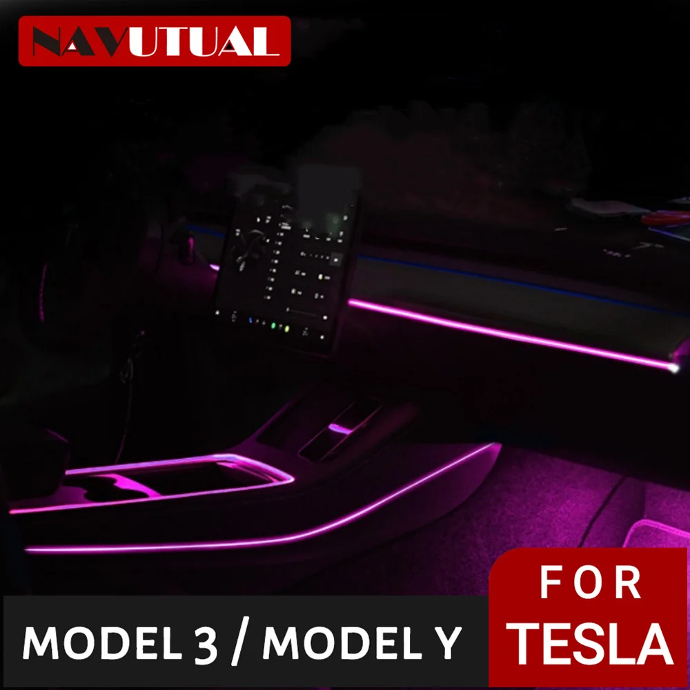 

For 2021-2023 Tesla Model 3 Y Car Ambient Light Modified Breathing Central Control Color Instrument Panel Lamp With Accessories