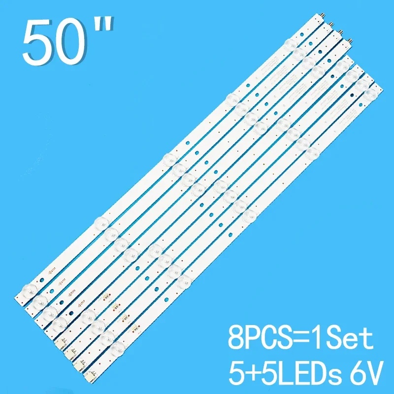 

988mm 10LEDs 6V For 50" LCD TV JS-D-JP50DM-101EC(81112) R72-50D04-024 988-14-1T/3030-300-6.6/4P 94V-0 E125436JF-AL