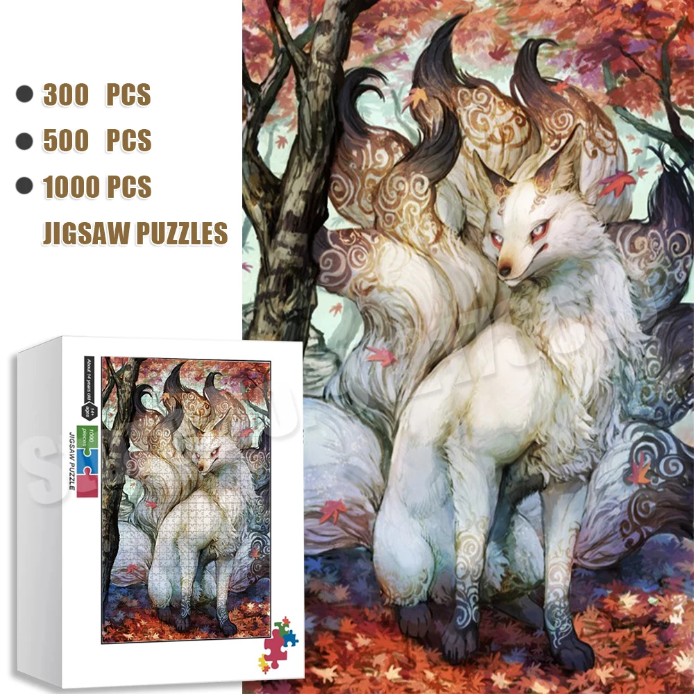 

Nine-Tailed Fox Jigsaw Puzzle 300/500/1000 Pieces Diy Mythical Beast Jigsaw Puzzles for Adult or Kids Intelligent Game Toys Gift