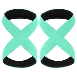 Padded Figure 8 Weightlifting Wrist Straps for Enhanced Grip and Support (Cyan-blue)