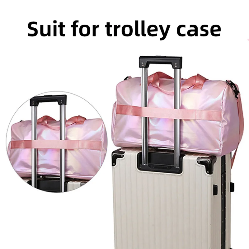 Pearl Glossy Gym Bag Women Fitness Training Handbag Waterproof Yoga Bags Wet Dry Separation Swimming Pack Female Travel Tote Bag 4