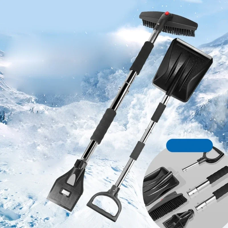 3in1 Car Snow Shovel Ice Scraper Windshield Multifunctional Detachable Snow Brush