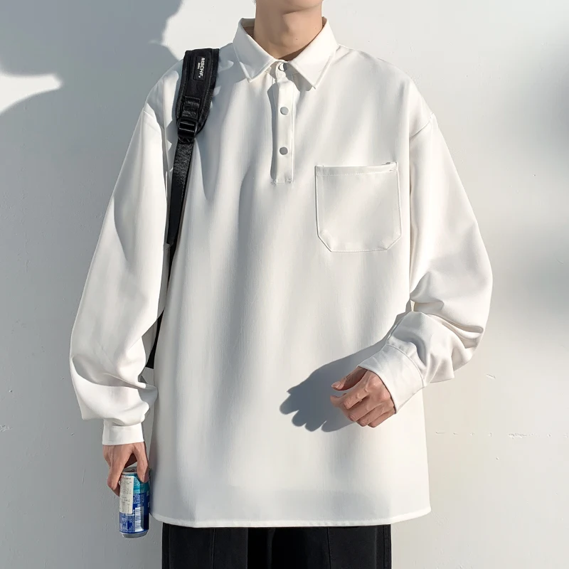 

LAPPSTER Korean Fashiosn Pocket Long Sleeve Shirts 2023 White Harajuku Blouses Japanese High Quality Oversized Button Up Shirt