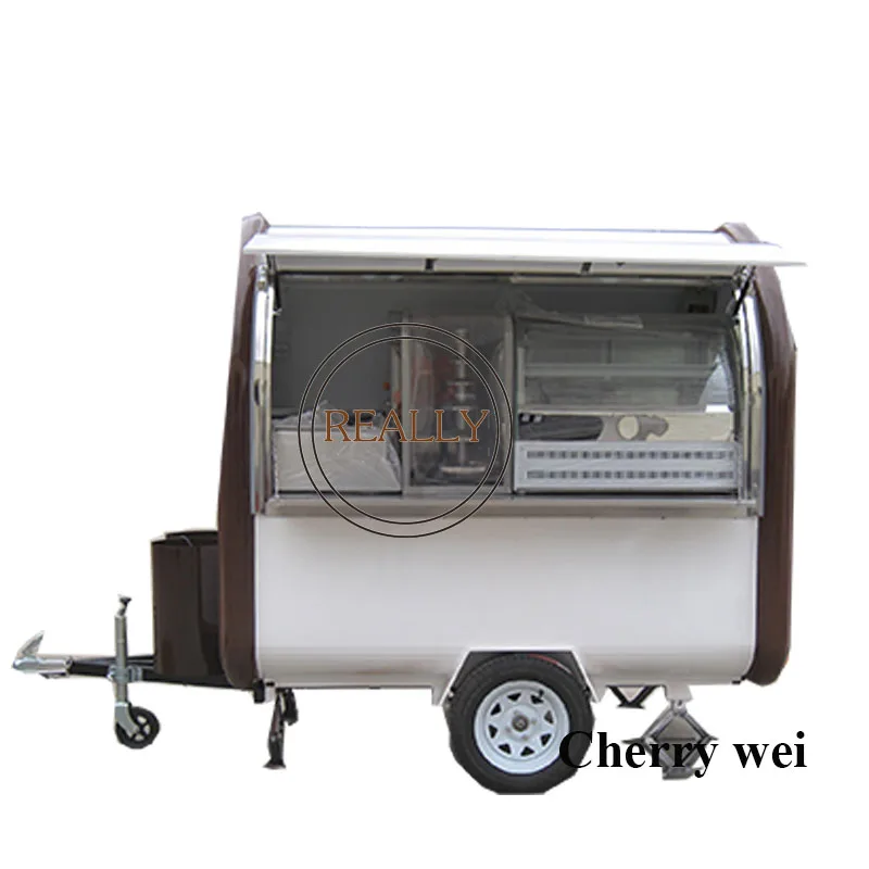 

High quality 2 big wheels food trailer mobile food cart fast food truck free shipping by sea to port