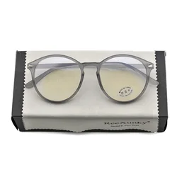 Vintage Round Full Frame Blue Light Blocking Glasses with Metal Rivet Details - Lightweight and Anti - Radiation Design (Grey)
