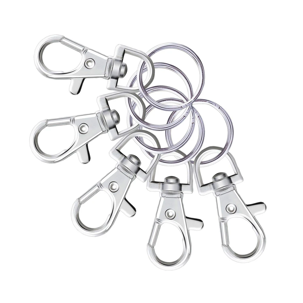 Metal Swivel Lanyard Snap Hooks and Split Key Rings Chain Hook for DIY Key chain Making 30pcs key chains