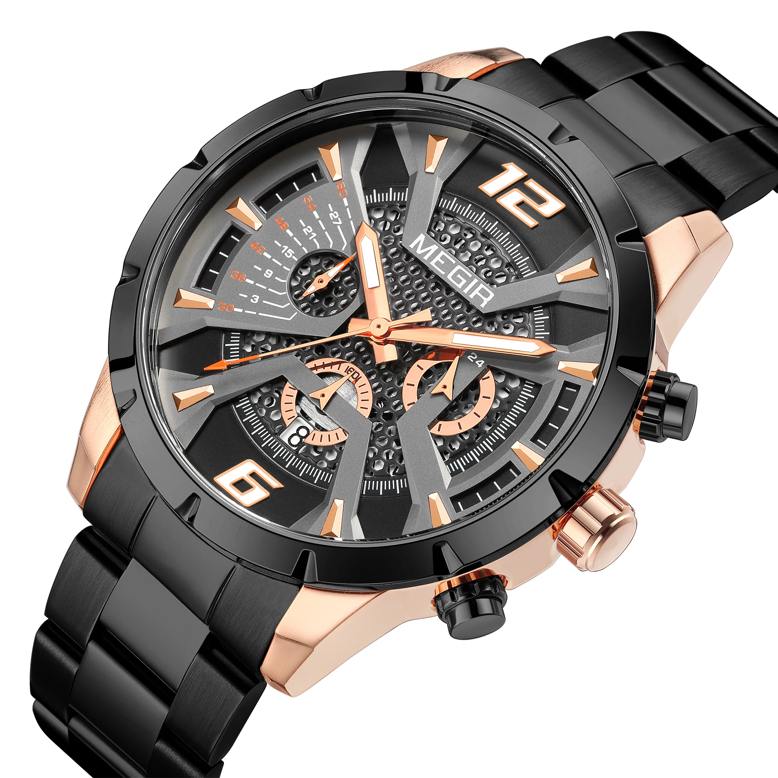 Stainless Steel for Men Luxury Business Casual Quartz Date Clock Chronograph Big Dial Wrist_voghion.com