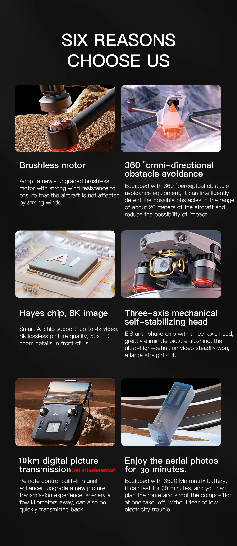 Description Picture 3 of itemK11 Tubro GPS Drone 8K Camera 360° Laser Obstacle Avoidance 3-axis Gimbal Anti-Shake Camera 5G Digital Image Transmission Drone