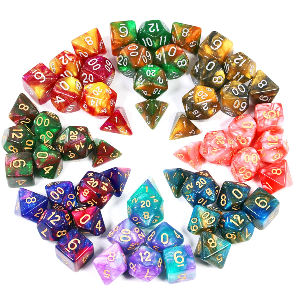 Game Dice 7pcs Galaxy Polyhedral DND for Tabletop Board and Role-Playing Games