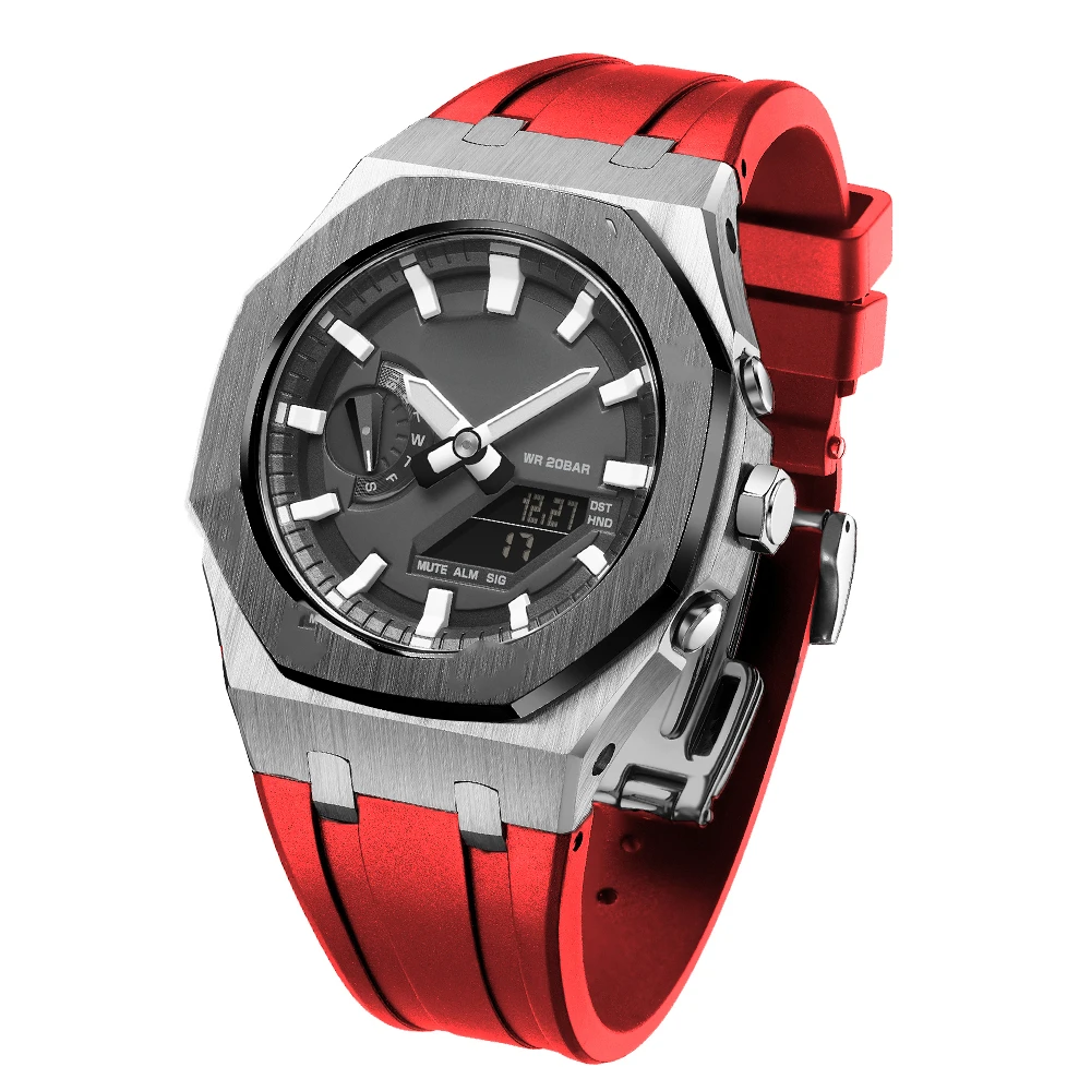 New Modification Kit For GM2100 Gen5 Casioak Rubber Strap+Stainless Steel Metal Bezel Wristband Correa For G-Shock GM-2100 Strap