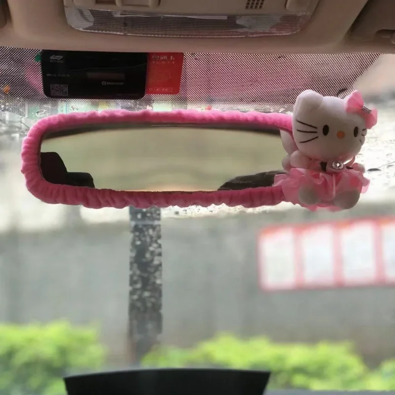 Shakas Plush Rearview Mirror Cover - Soft Elastic Protection For Cars & Trucks (Pink) - View #6