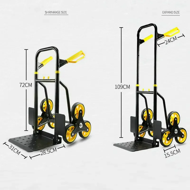 Stair Climber Hand Truck Moving Dolly, 440 Lbs Capacity Heavy-Duty Trolley Cart with Handle & Rubber Wheels