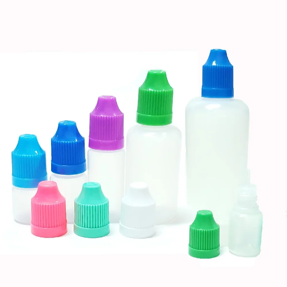 

100 Pcs 3/5/10/15/20/30/50/100/120ml Refillable Empty Squeezable Plastic Dropper Bottles, Ink Pigment Liquid Eye Drop Container