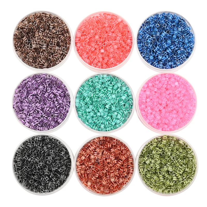 1000 Stück 2,5 mm japanische kleine Glasperlen mit Tintenmuster, Farbstoffkern, Mini-Handwerksperlen für französische Stickerei-Quasten-Zubehör – Detail 3