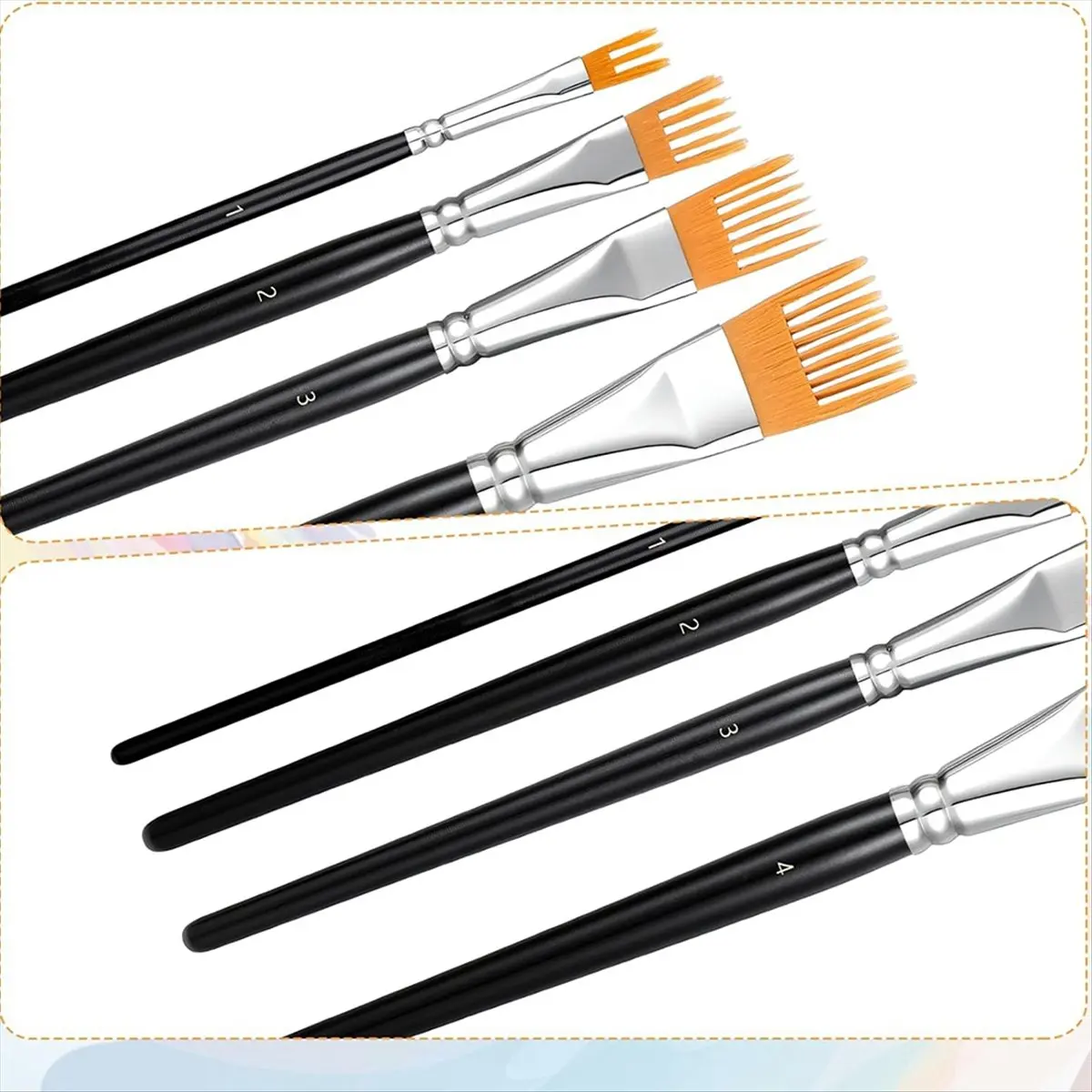 A23G 4Pcs 빗형 아티스트 브러쉬 세트, 아크릴 페인팅용 전문 아티스트 페인트 브러쉬, 예술가 학생용 페인트 브러쉬