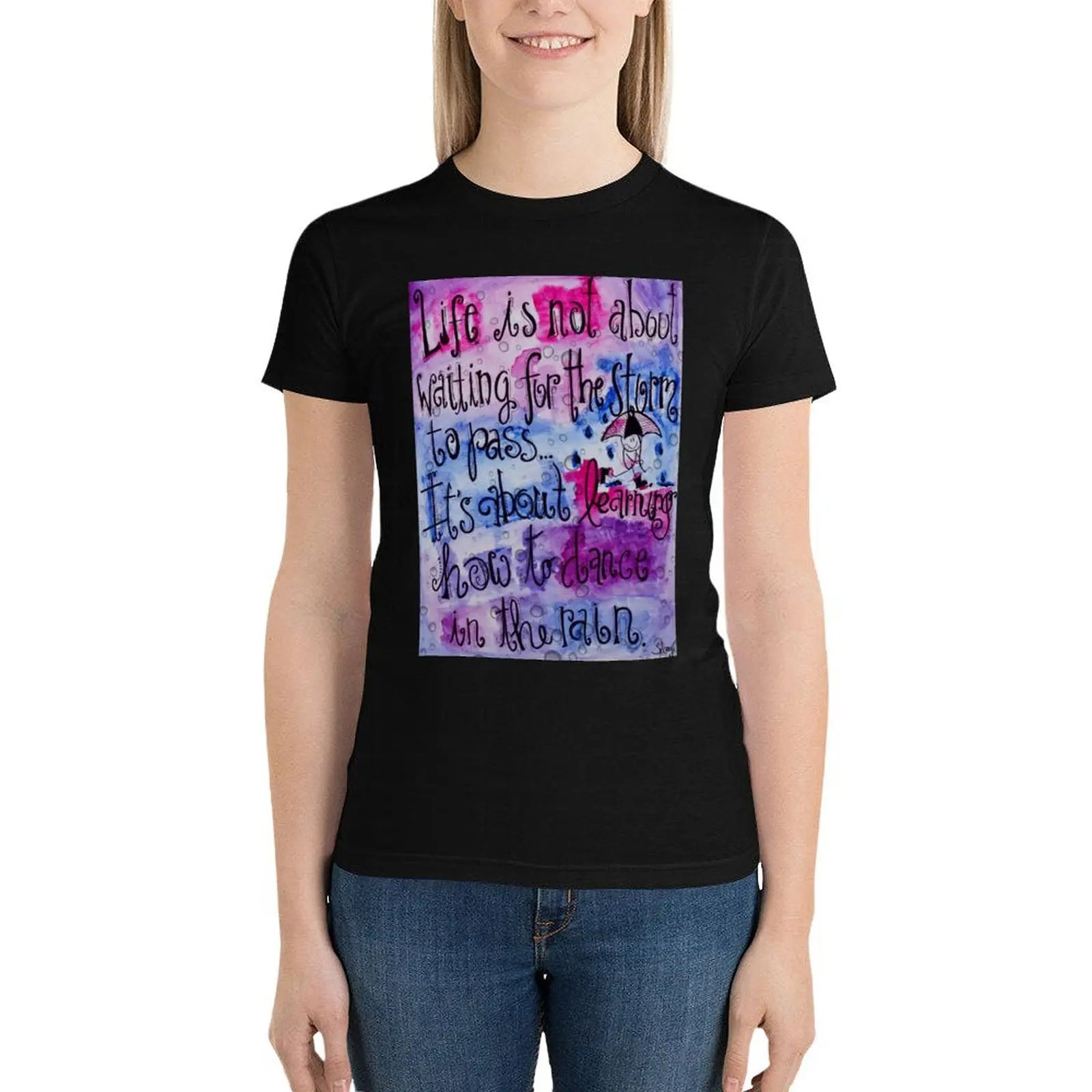 

Dance In The Rain T-Shirt Blouse female aesthetic clothes plus size tops t-shirts for Women pack