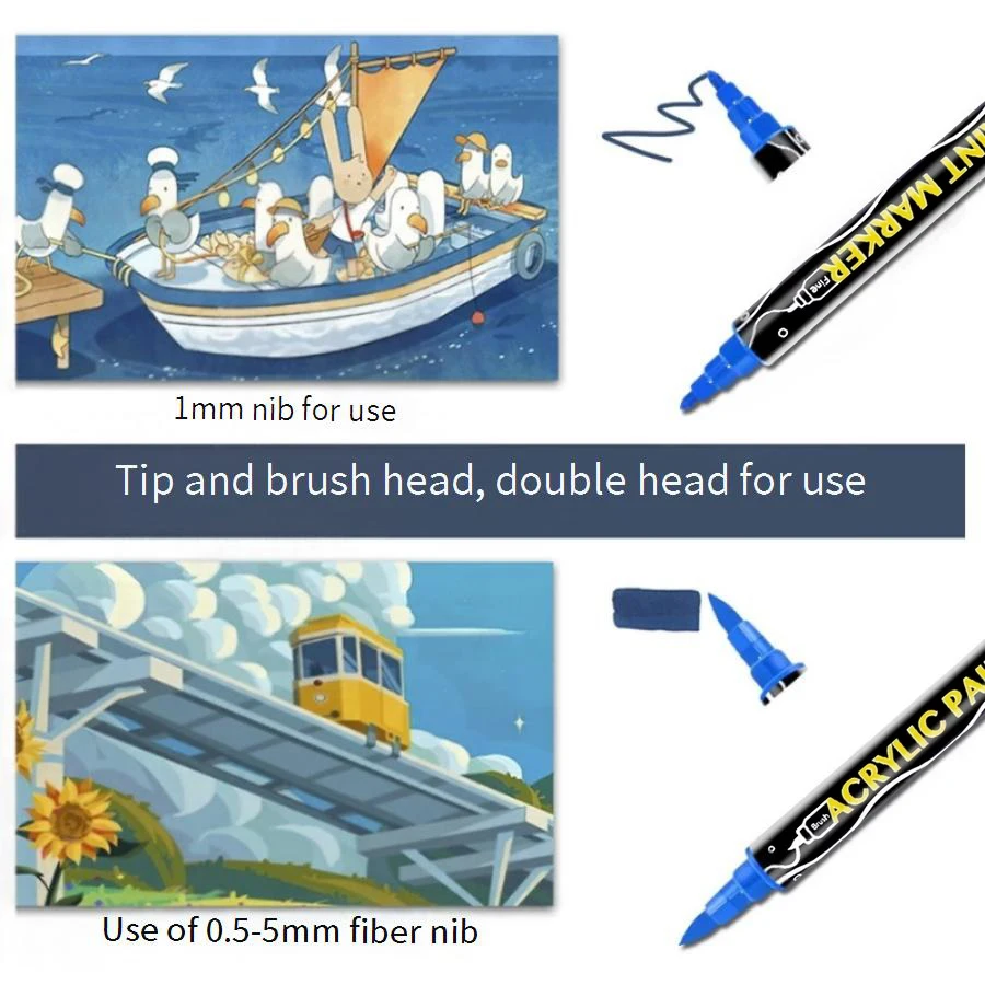 12/24/36 Colors Dual Tip Acrylic Paint Pens Markers, Double Tip Premium Acrylic Markers, Markers for Wood, Rock
