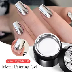 BORN PRETTY Super Bright Metallic Gel Paint, Gold & Silver Mirror Finish, 5ML (2.0 Sparkling Silver)
