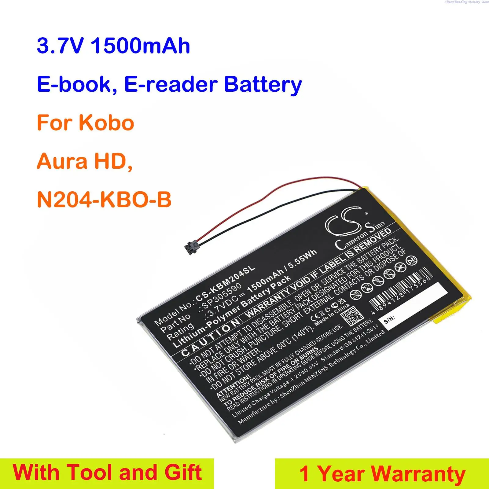 Cameron Sino E-reader Bateria Sp305590 para Kobo Aura hd N204-kbo-b Ferramentas e Presentes 1500mah