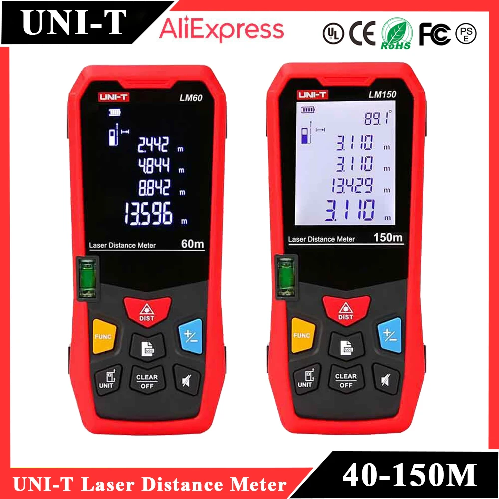 UNI-T Laser Distance Meter Mini Rangerfinder 40M 60M 80M 100M 150M Digital Ranger Finder Length Area Volume Laser Measure Meter