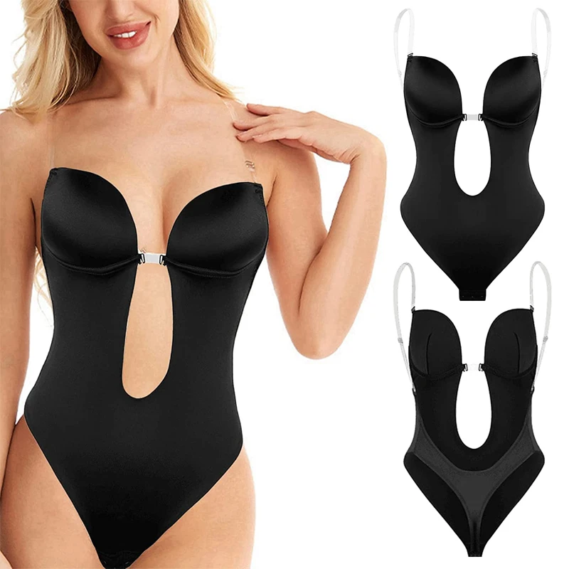 

Full Bodysuit Up Deep Shaper Corset Shapewear Underwear Body Plunge Push Bra Women Invisible Backless Sexy Slimming Faja Thong