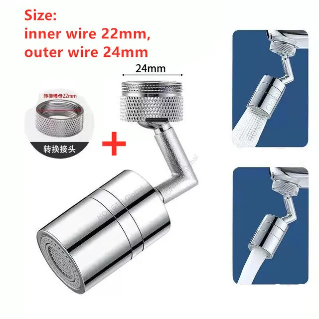 Metal Copper 1080° Swivel Faucet Aerator Extender with Rotating Robotic Arm for Water-Saving Kitchen Use