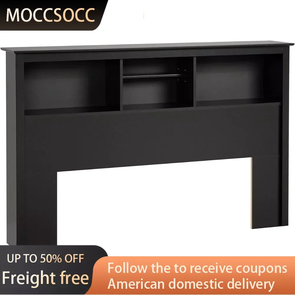 

Black King Bed Headboard for Wall Bookcase Style Headboard for Full/Queen Size Beds 11" D X 65.75" W X 43" H Freight Free Double