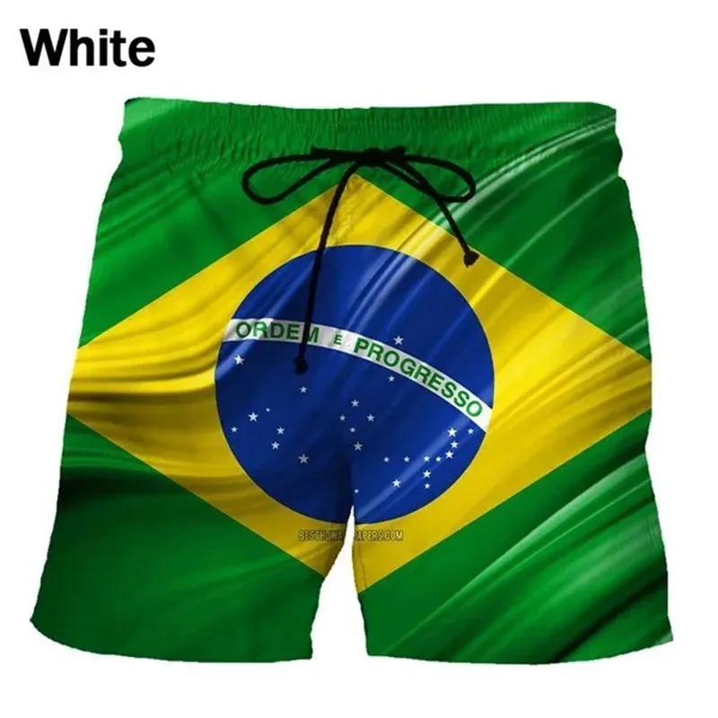 3D Printing Brazil Flag Pattern Beach Shorts For Men Summer Fashion Casual Board Shorts Men Outdoor Sport Gym Swimming Trunks 3
