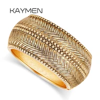 KAYMEN New Bohemia Style Statement Vintage Bangle Embossment Design Fashion Wide Cuff Bracelets Fashion Jewelry for Women 1