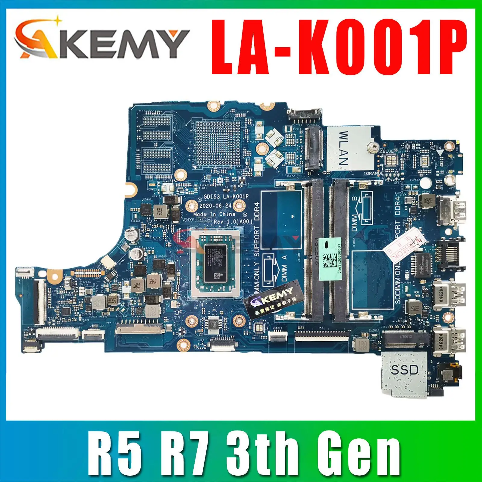 GDI53 LA-K001P for Dell Inspiron 15 3501 Laptop Motherboard CPU:R5-3500U R7-3700U CN-0GWD64 0DRFWY 100% Test OK dinzi gu502du is suitable for asus gu502d gu502 ga502 ga502du laptop motherboard r7 3750h gtx1660ti 100% test ok