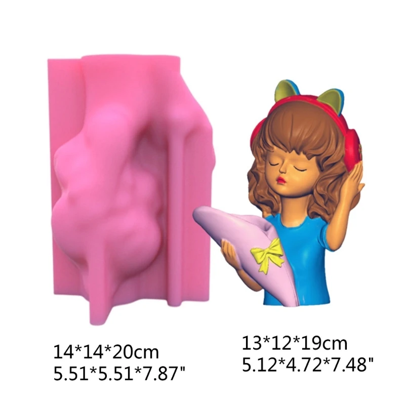 Flowerpot Storage Mold Headphones Girl Vase Mold DIY Home Decor Handmade Mold Dropship