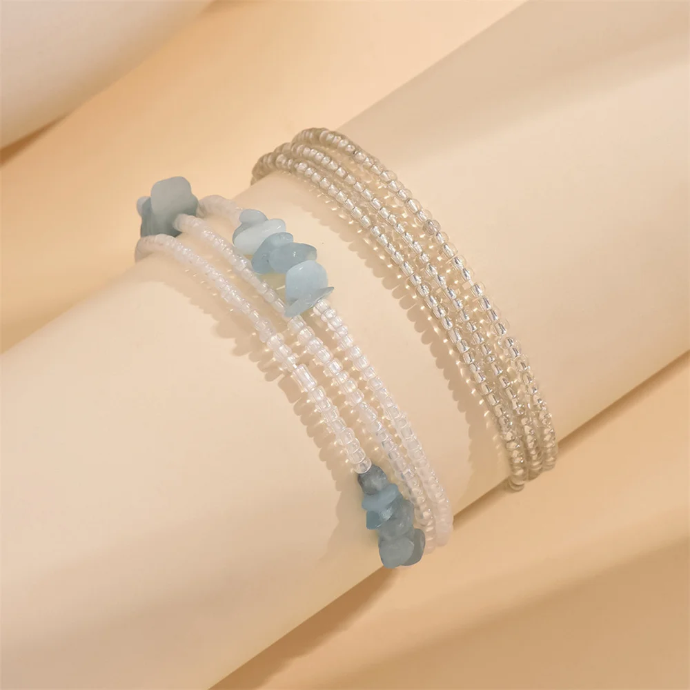 White Round Beads Irregular Small Stone Anklets For Women Versatile Foot Chain Ankle Bracelet Beach Jewelry Summer Accessories