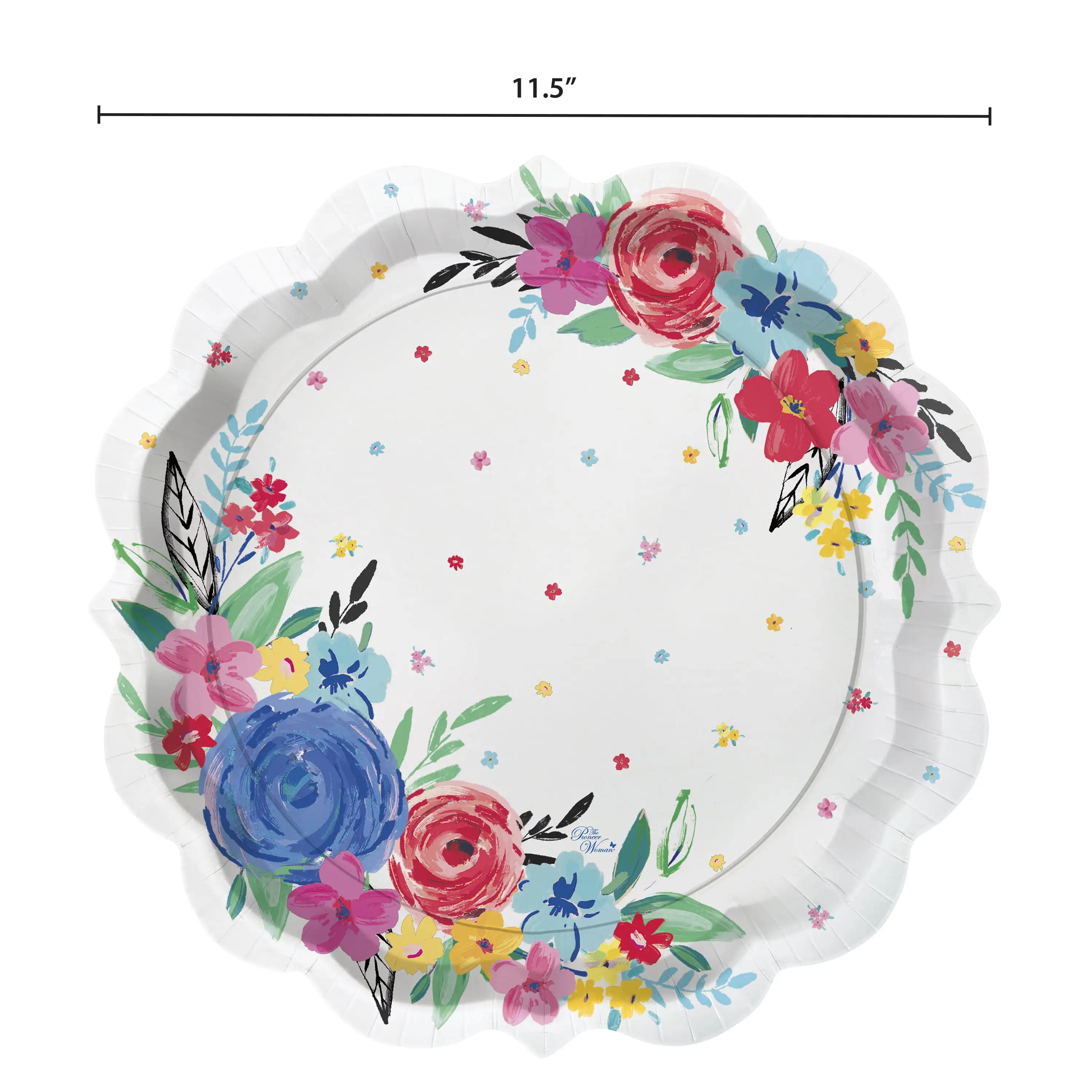 The Pioneer Woman Floral Blue Paper Dinner Plates, 11.5in, 8ct