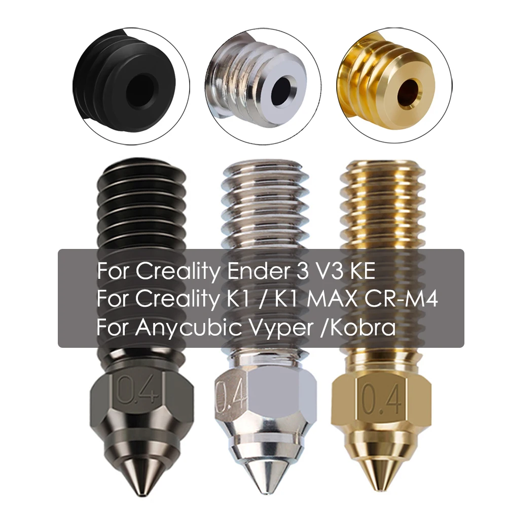 

Сопла для Creality Ender 3 V3 KE K1 / K1 макс. CR-M4 сопла высокого качества с латунным покрытием, медными насадками для 3D принтера из закаленной стали