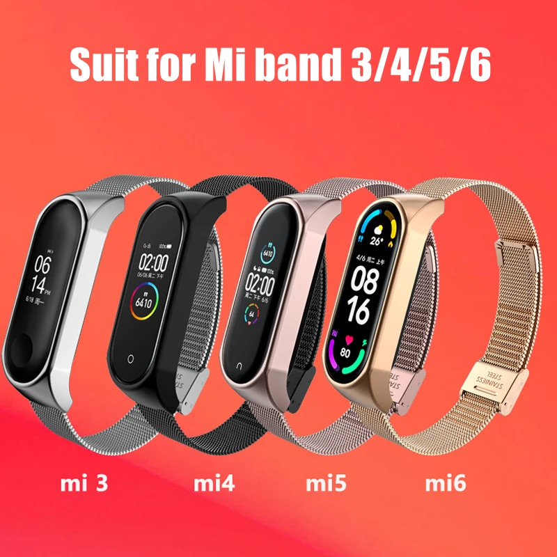 Metal Strap For Xiaomi Mi Band 6 5 Screwless Stainless Steel Wrist Bracelet MIband for Mi Band 4 3 5 Strap Wristbands Pulseira