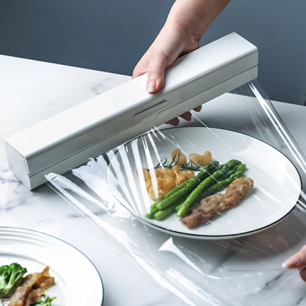 

Magnetic Cling Wrap Dispenser Roll Case Plastic Wrap Dispenser Cutter Preservative Film Box Kitchen Accessories