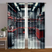 2pcs, Curtains Digital Printed Garage Tools Workshop Versatile 100% Polyester (without rod) Holiday Ldeal for Living Room and 1