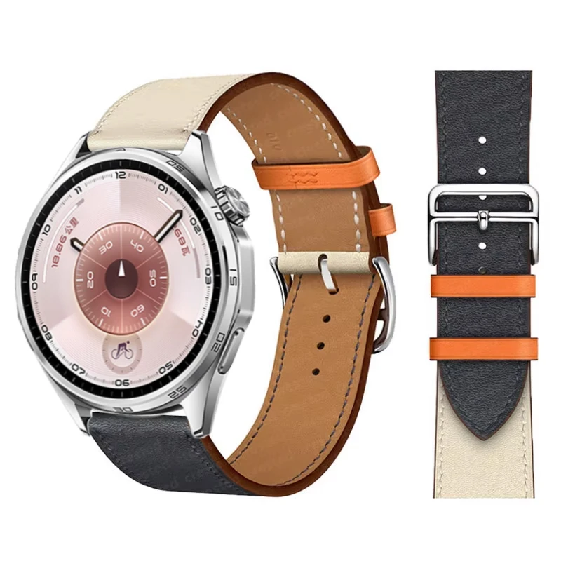 Elegant Leather Wristband Replacement for Smartwatches - 20mm/22mm Strap Bracelet