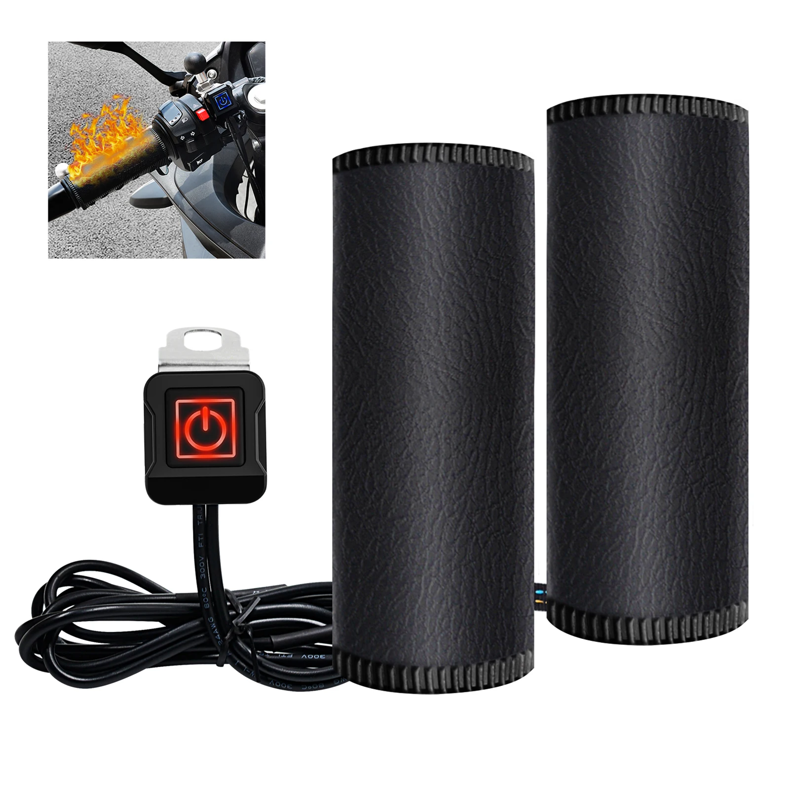 12V Motorcycle Heated Handgrips E bike Snowmobile Handlebar Handles