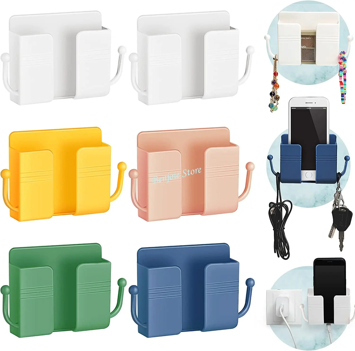 

Wall Mount Holder Self-Adhesive Phone Charging Stand Storage Box Charging Dock Air Conditioner TV Remote Control Storage Rack