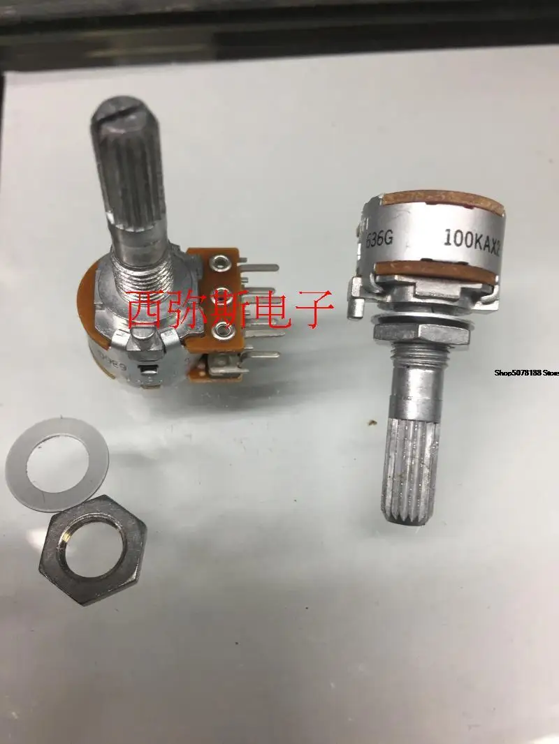 

Original Japanese alps16 volume potentiometer double row 6-pin potentiometer 25 axis flower shaft a50k a100k