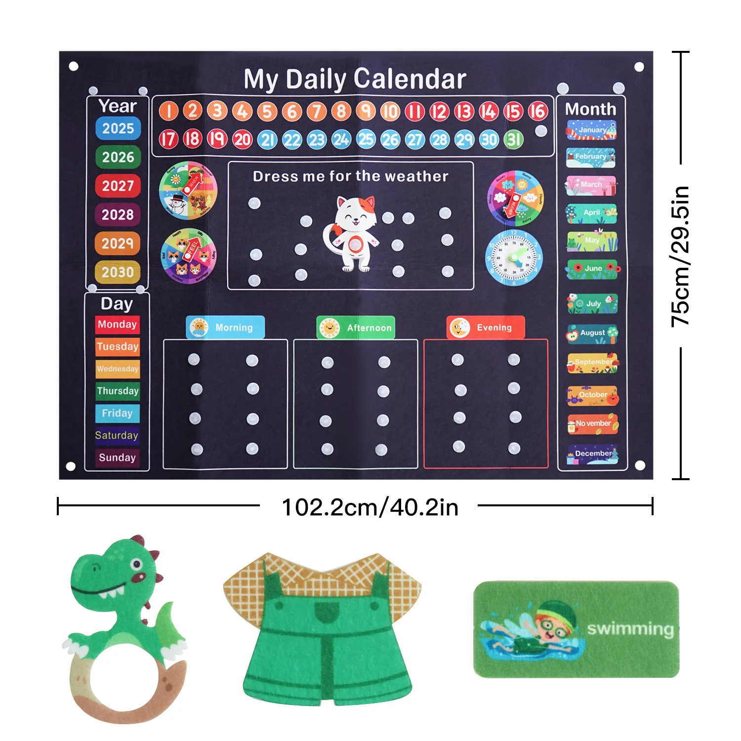 My Daily Calendar for Kids, Felt Board for Toddler Kids, Preschool Calendar for Classroom, Circle Time Learning Center