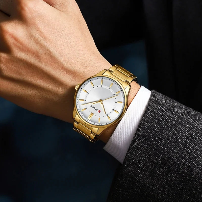 CURREN 8430 Classic Fashion Men's Quartz Watch Luminous Simple Gold Stainless Steel Business Casual Watches for Men reloj hombre 3