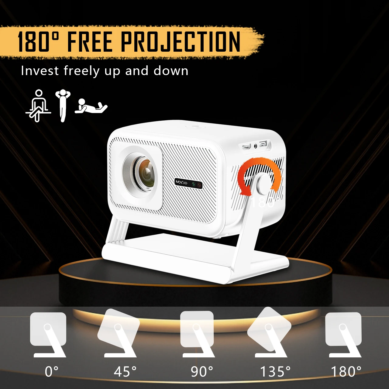 MX10-100 스마트 프로젝터 1080P 올위너 H723 자동 키스톤 보정 WiFi 6 안드로이드 14 2.69인치 LCD 휴대용 시네마